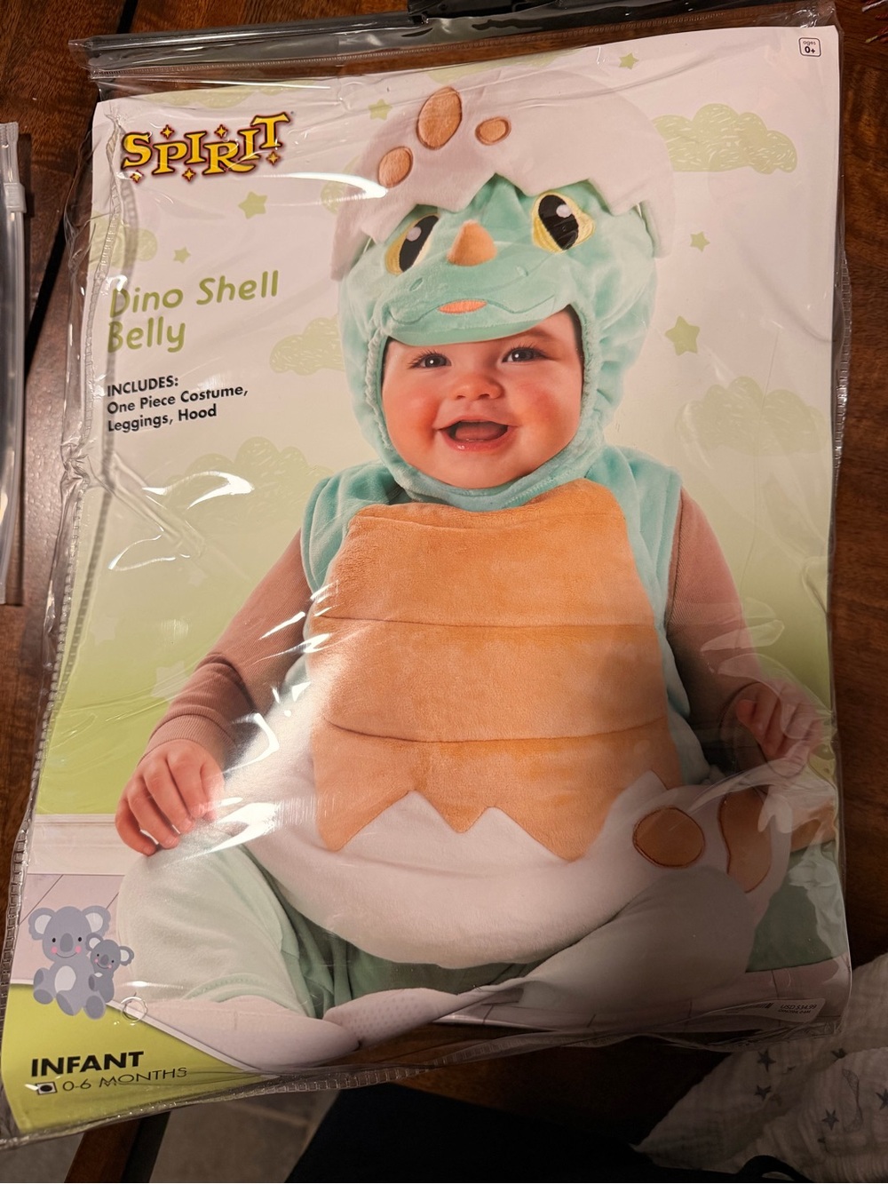 Spirit Infant Dino Shell Belly Costume - Mint Green & Tan